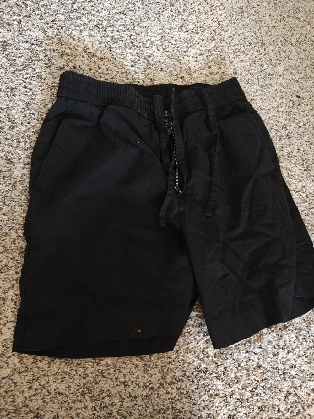 H&M Black Elastic Waist Drawstring Athletic Shorts